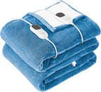 Homemate Heated Blanket Electric Throw - 50"x60" Heating Blanket Throw 1/2/4/6/8 Hours Auto-off 10 Heat Level Heat Blanket Over-heat Protection Flannel Sherpa Heater Blanket Electric ETL Certification - Grand Goldman