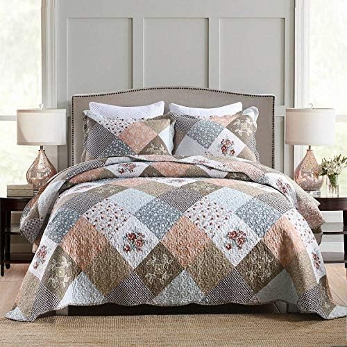 HoneiLife Oversized King Bedspreads 120x120-3 Pcs California King Quilt, Extra Large Quilt Sets All Season Use,Rustic Bedding Sets King Size,Reversible Coverlet Lightweight Bed Cover, Grey - Grand Goldman
