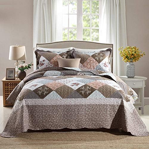 HoneiLife Oversized King Bedspreads 120x120-3 Pcs California King Quilt, Extra Large Quilt Sets All Season Use,Rustic Bedding Sets King Size,Reversible Coverlet Lightweight Bed Cover, Grey - Grand Goldman