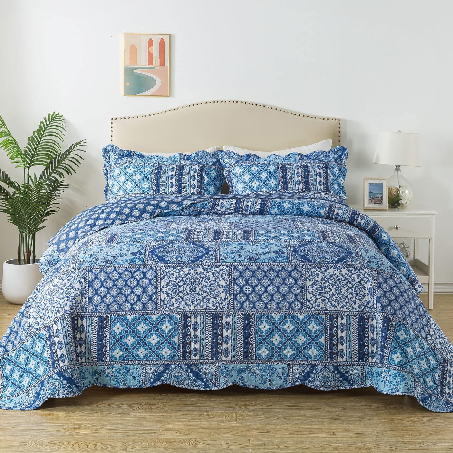 HoneiLife Oversized King Bedspreads 120x120-3 Pcs California King Quilt, Extra Large Quilt Sets All Season Use,Rustic Bedding Sets King Size,Reversible Coverlet Lightweight Bed Cover, Grey - Grand Goldman