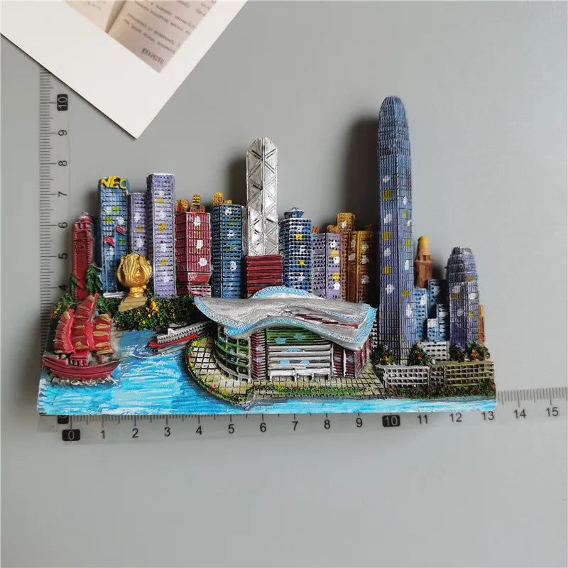Hong Kong Refrigerator Magnets Tourism Memorial Magnetic Victoria Harbour Convention and Exhibition Centre Resin Decoration - Grand Goldman