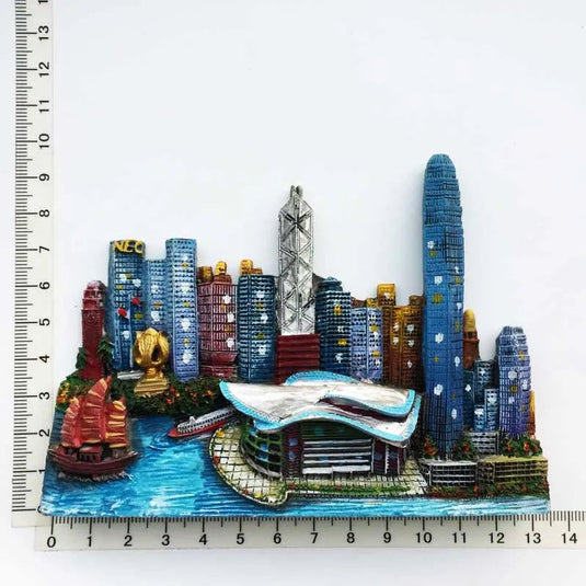 Hong Kong Refrigerator Magnets Tourism Memorial Magnetic Victoria Harbour Convention and Exhibition Centre Resin Decoration - Grand Goldman