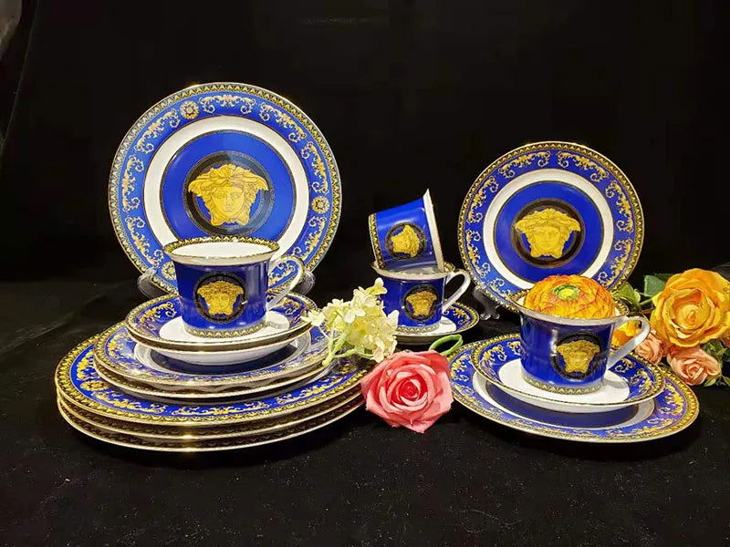 Hot Selling Kitchen Utensils Dinnerware Set Dinner Set Western Ceramic Luxury Fine Bone China Giveaways 58 Pcs Dinnerware Set - Grand Goldman