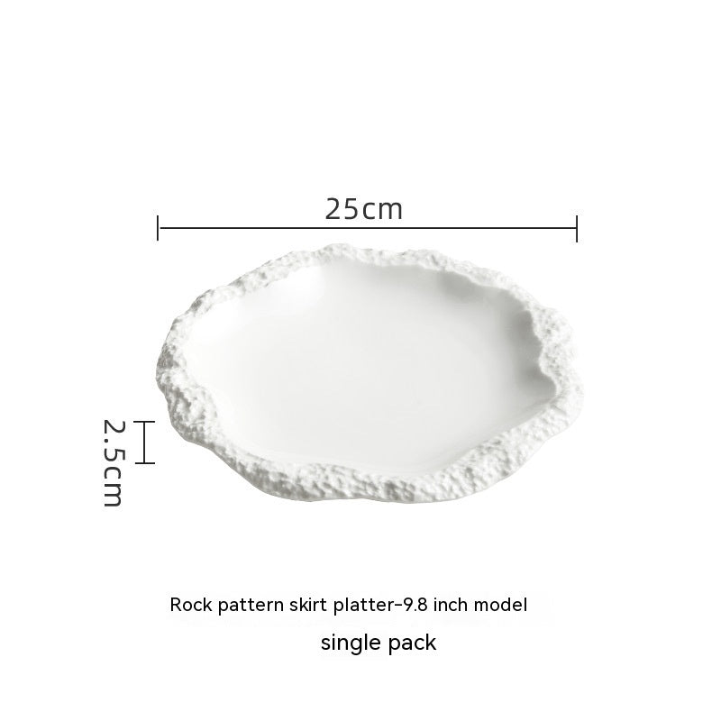 Hotel Restaurant European-style Embossed Stone Pattern Ceramic Plate - Grand Goldman