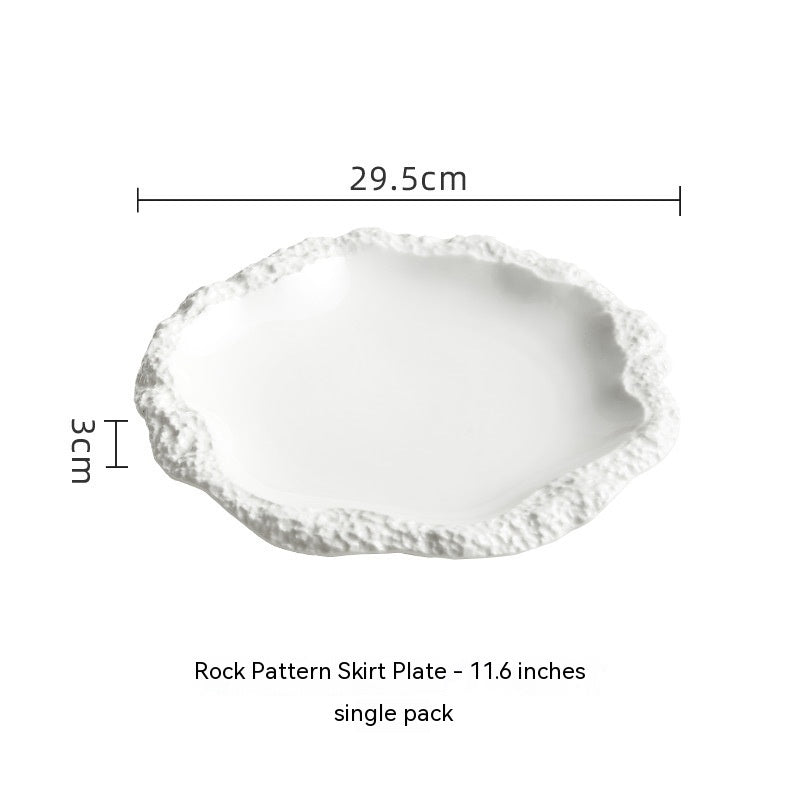 Hotel Restaurant European-style Embossed Stone Pattern Ceramic Plate - Grand Goldman