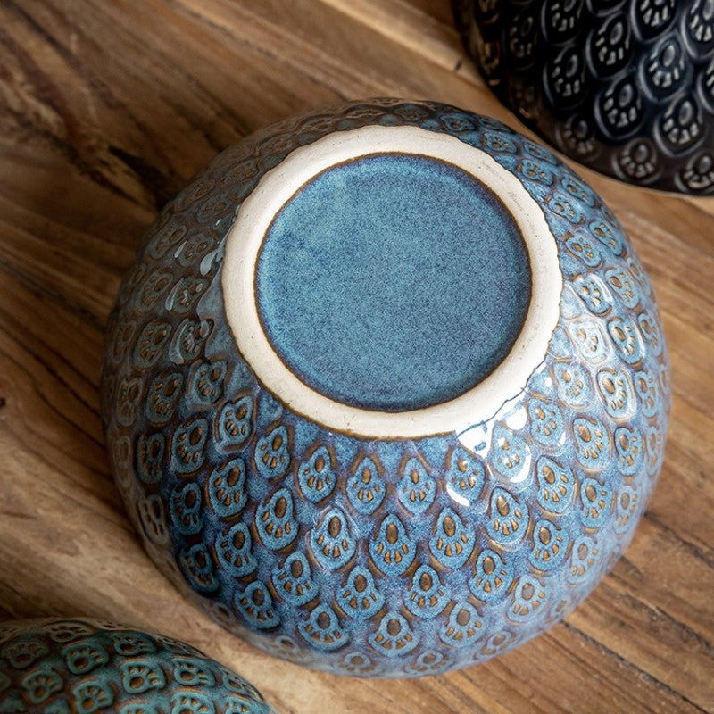 Household 5-inch Ceramic Peacock Relief Rice Bowl - Grand Goldman