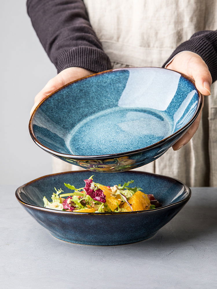 Household Ceramic & Porcelain Rice Plate Retro Style Shallow Bowl And Deep Plate - Grand Goldman