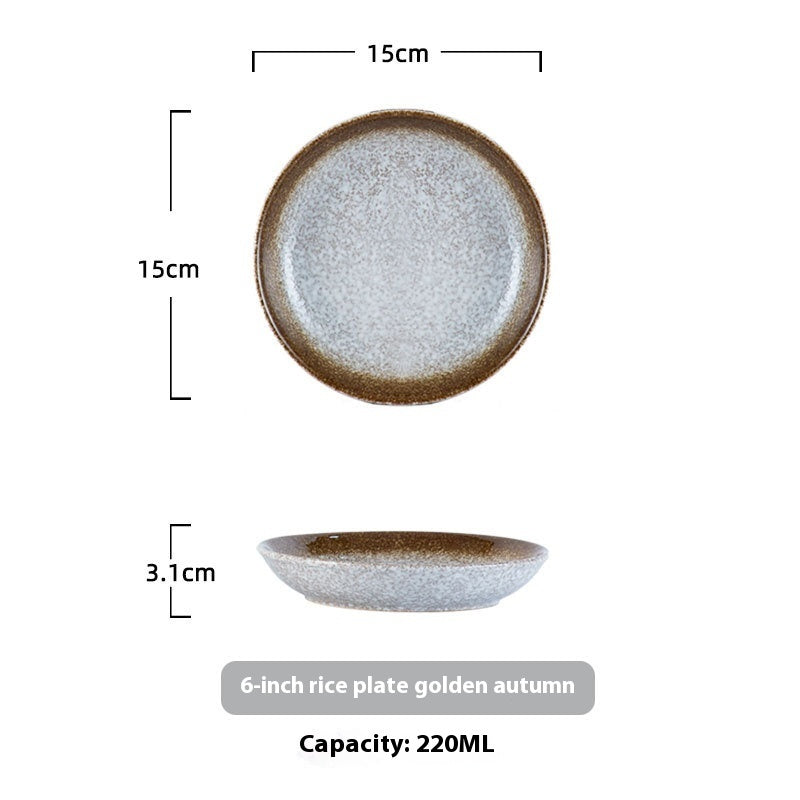 Household Ceramic Round Dinner Plate Small Plate - Grand Goldman