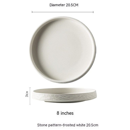 Household Ceramic Round Meal Tray Deep Plates Dumpling Plate Hotel Japanese Style Tableware - Grand Goldman