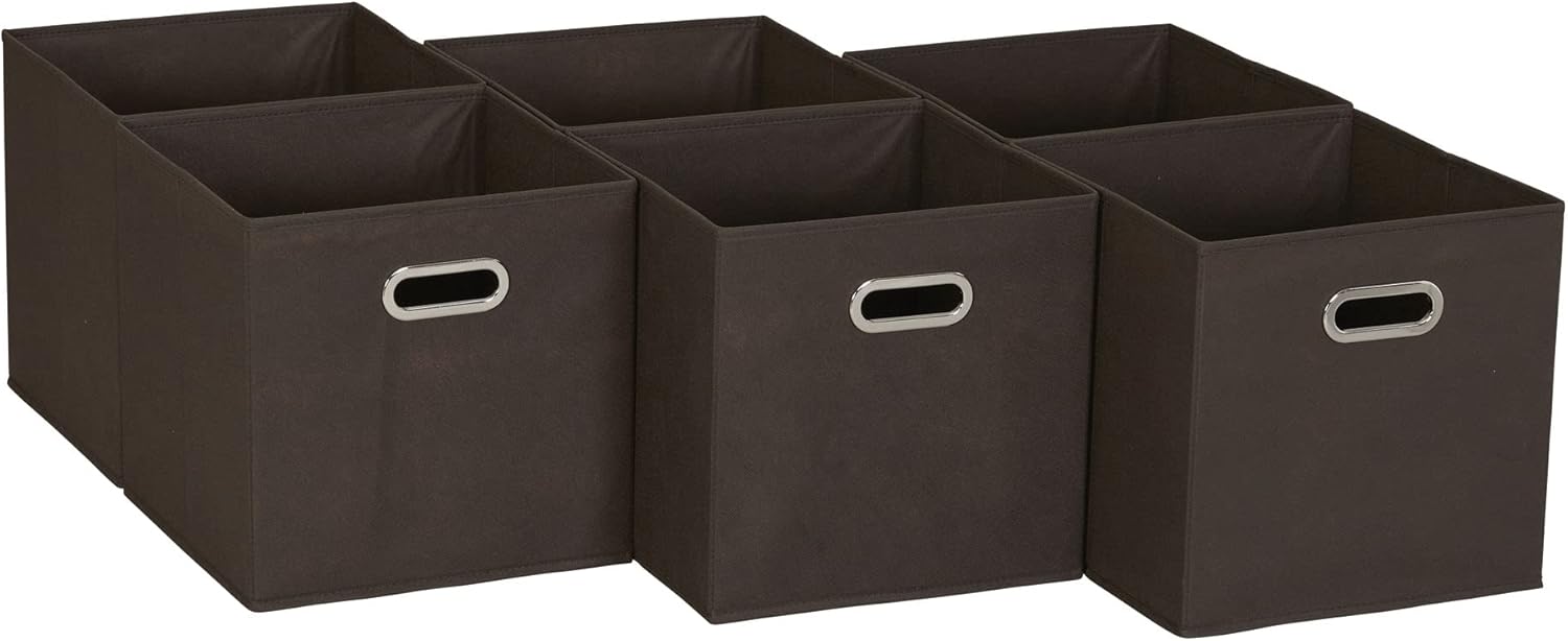 Household Essentials 80-1 Foldable Fabric Storage Bins | Set of 6 Cubby Cubes With Handles | Black - Grand Goldman
