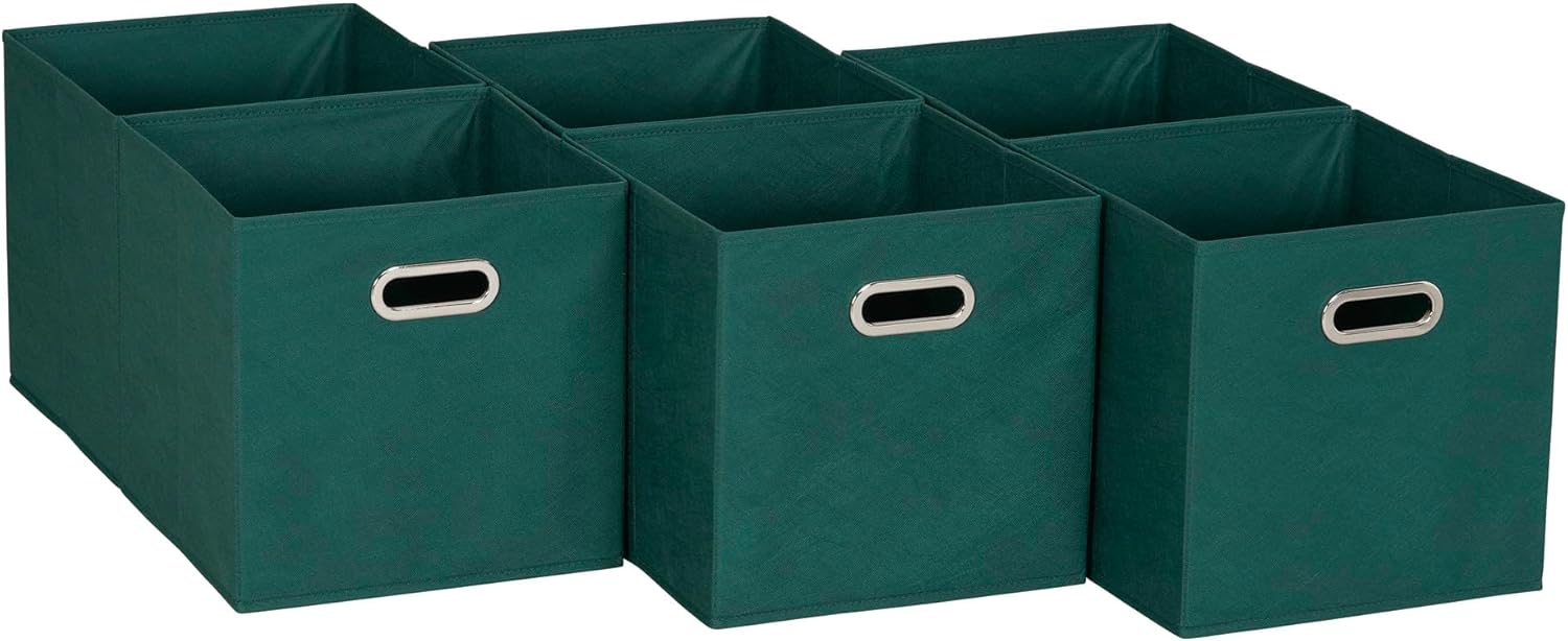 Household Essentials 80-1 Foldable Fabric Storage Bins | Set of 6 Cubby Cubes With Handles | Black - Grand Goldman