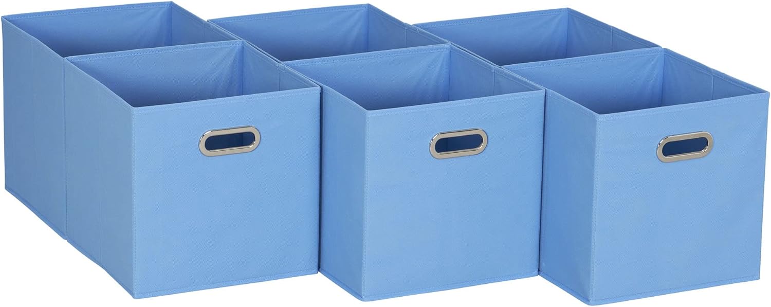 Household Essentials 80-1 Foldable Fabric Storage Bins | Set of 6 Cubby Cubes With Handles | Black - Grand Goldman