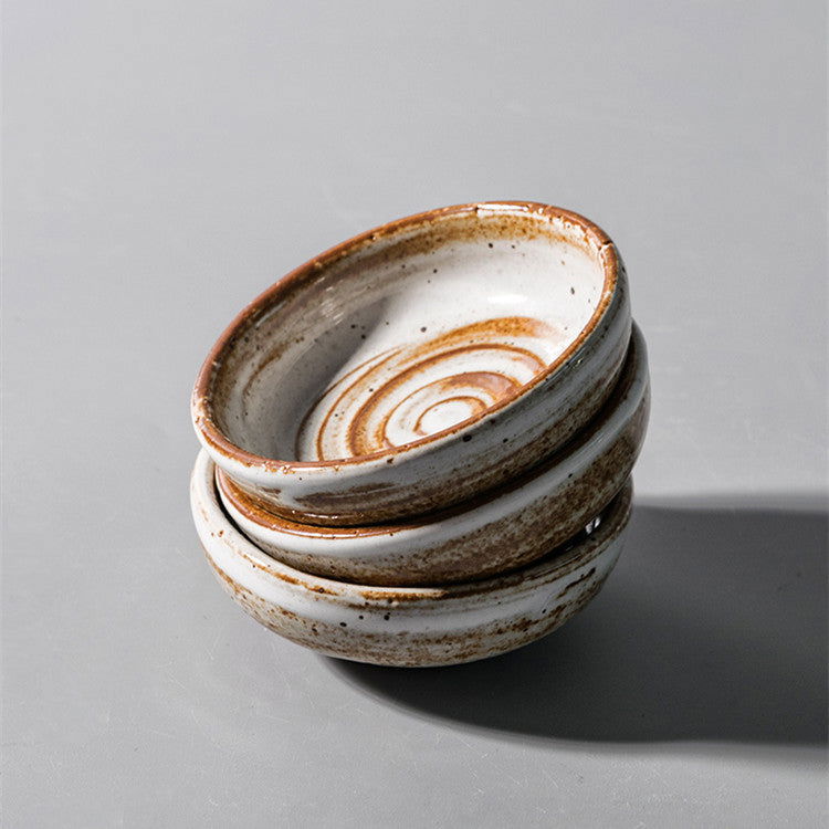 Household Handmade Rough Pottery Snack Plate Tableware - Grand Goldman