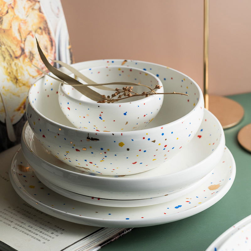 Household Simple Ceramic Terrazzo Plate Tableware - Grand Goldman