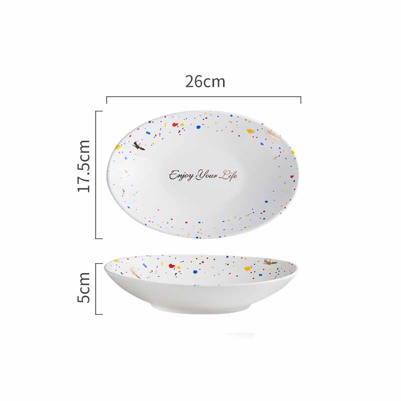 Household Simple Ceramic Terrazzo Plate Tableware - Grand Goldman