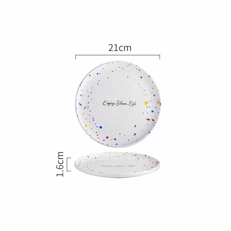 Household Simple Ceramic Terrazzo Plate Tableware - Grand Goldman