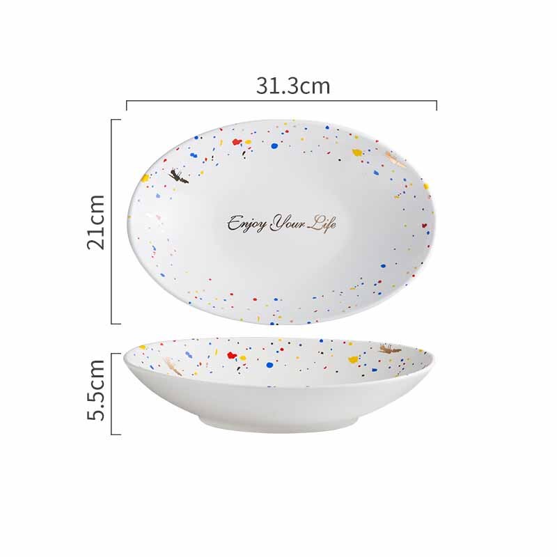 Household Simple Ceramic Terrazzo Plate Tableware - Grand Goldman