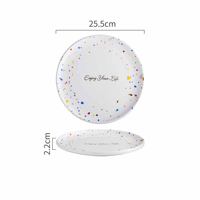 Household Simple Ceramic Terrazzo Plate Tableware - Grand Goldman