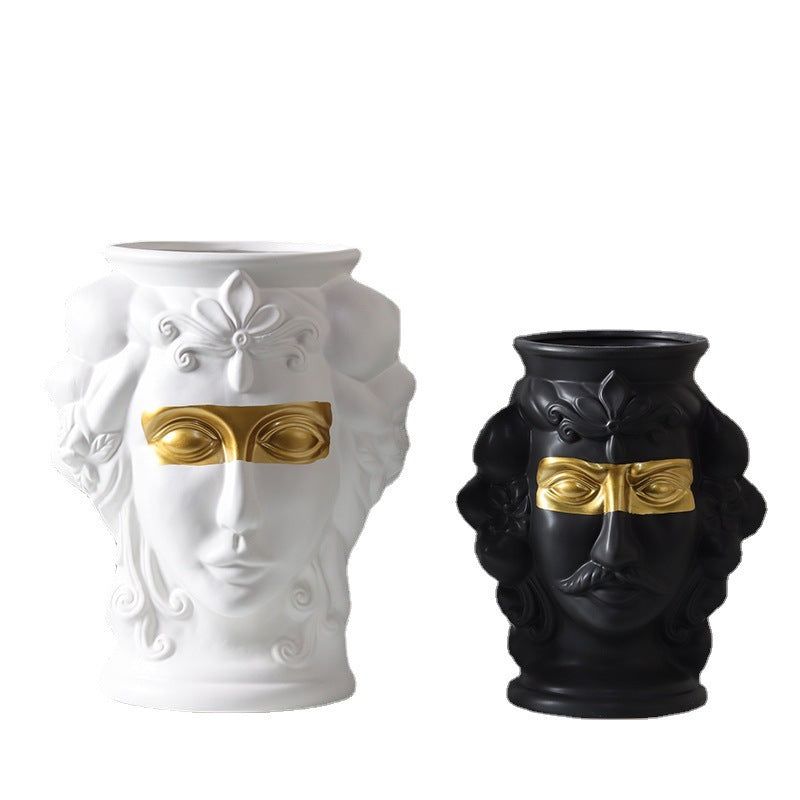 Human Face, Head Shape, Ceramic Vase, Handicraft Ornaments - Grand Goldman