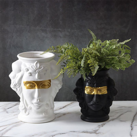 Human Face, Head Shape, Ceramic Vase, Handicraft Ornaments - Grand Goldman