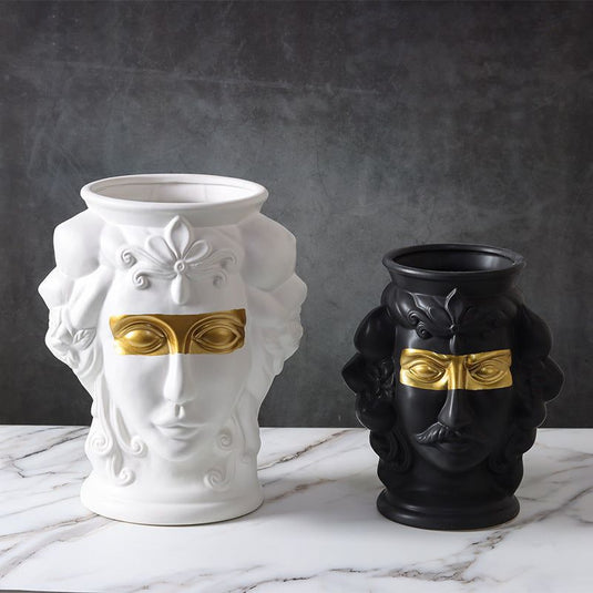 Human Face, Head Shape, Ceramic Vase, Handicraft Ornaments - Grand Goldman