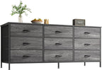 Huuger 9 Drawer Dresser, 63 Inch Dresser TV Stand for 55, 65, 70 Inch TV, Entertainment Center with Drawers, Large Long Fabric Dresser for Bedroom, Closet, Rustic Brown - Grand Goldman