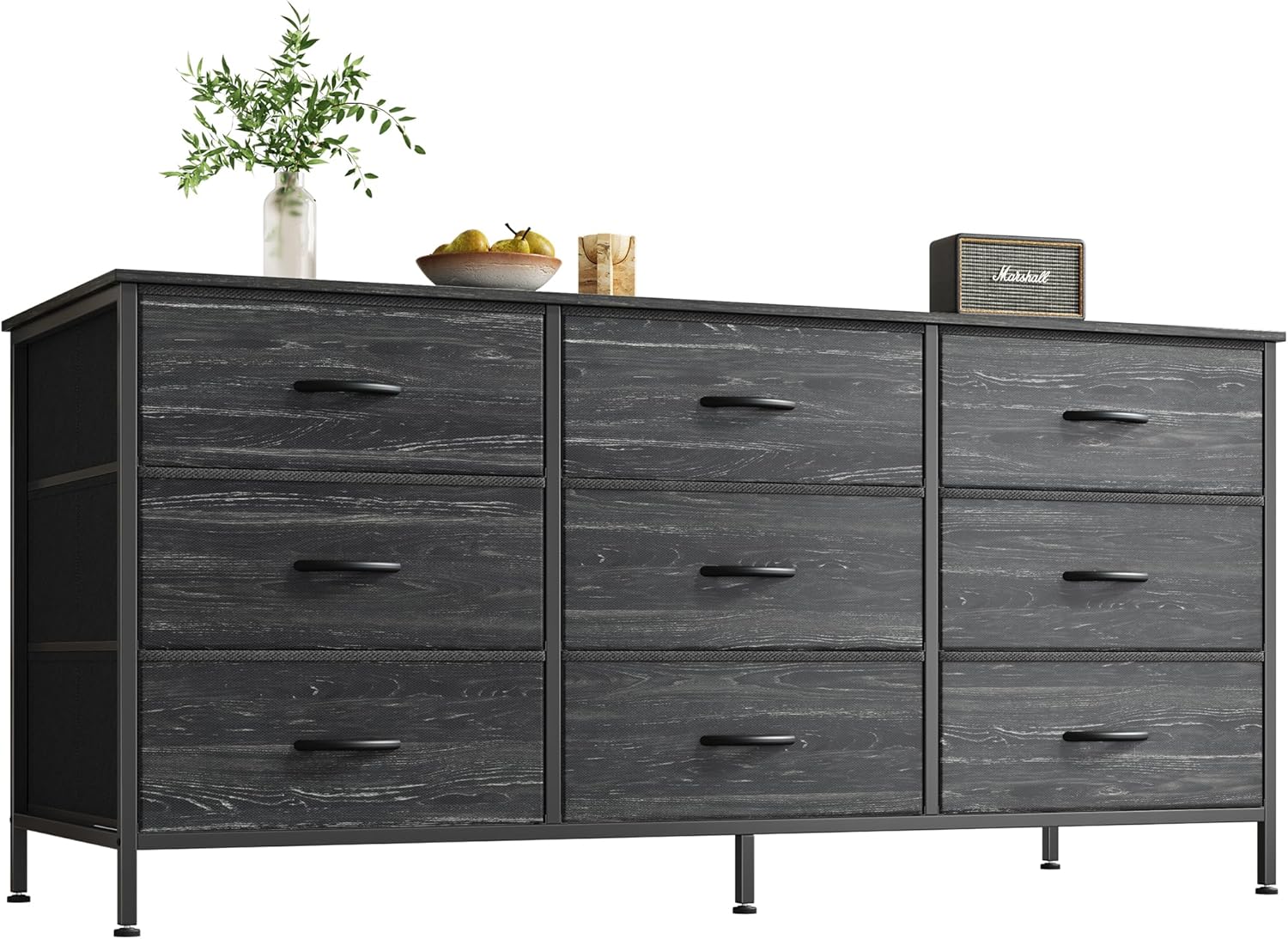 Huuger 9 Drawer Dresser, 63 Inch Dresser TV Stand for 55, 65, 70 Inch TV, Entertainment Center with Drawers, Large Long Fabric Dresser for Bedroom, Closet, Rustic Brown - Grand Goldman