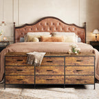 Huuger 9 Drawer Dresser, 63 Inch Dresser TV Stand for 55, 65, 70 Inch TV, Entertainment Center with Drawers, Large Long Fabric Dresser for Bedroom, Closet, Rustic Brown - Grand Goldman