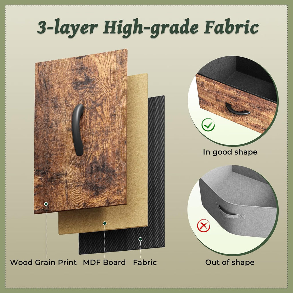 Huuger 9 Drawer Dresser, 63 Inch Dresser TV Stand for 55, 65, 70 Inch TV, Entertainment Center with Drawers, Large Long Fabric Dresser for Bedroom, Closet, Rustic Brown - Grand Goldman