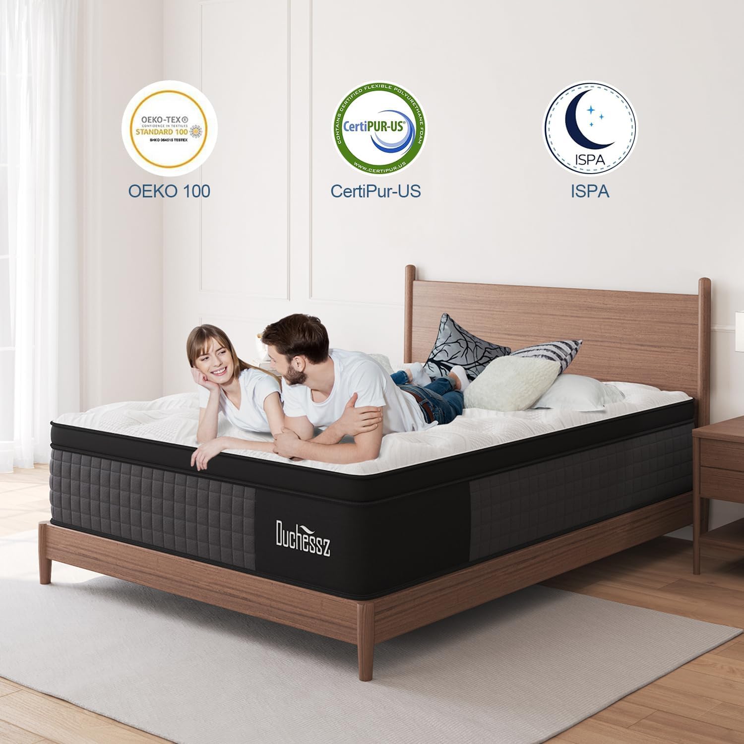 Hybrid Mattress 10 Inch, Queen Mattress with Gel Memory Foam and Individually Pocket Innerspring Euro Top Mattress Medium Firm for Motion Isolation, Edge Support, 100 Night Trial - Grand Goldman