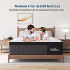 Hybrid Mattress 10 Inch, Queen Mattress with Gel Memory Foam and Individually Pocket Innerspring Euro Top Mattress Medium Firm for Motion Isolation, Edge Support, 100 Night Trial - Grand Goldman
