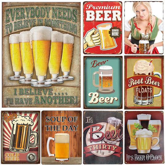 I Beleive in Have Another Beer Metal Tin Signs Posters Plate Wall Decor for  Bars Man Cave Cafe Clubs Retro Posters Plaque - Grand Goldman