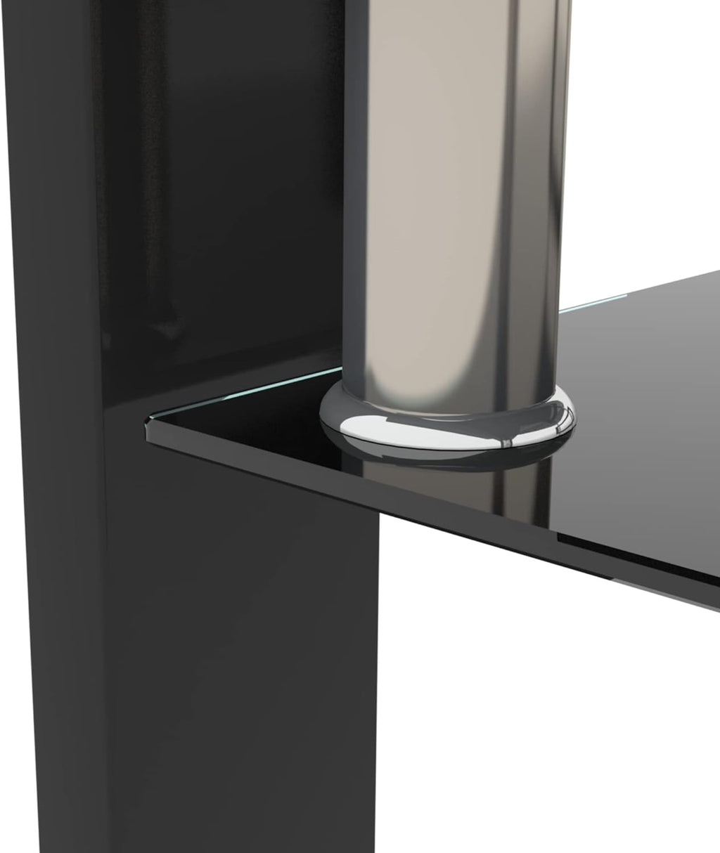 IANIYA Clear Glass Coffee Table Metal Tube (All-Black) - Grand Goldman