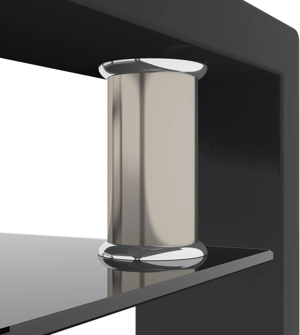 IANIYA Clear Glass Coffee Table Metal Tube (All-Black) - Grand Goldman