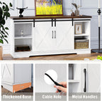 IDEALHOUSE Farmhouse TV Stand for 65 Inch TV, Entertainment Center with Storage and Sliding Barn Doors, Modern Media TV Console TV Stands for Living Room Bedroom (White) - Grand Goldman