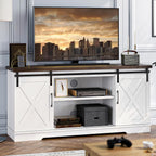 IDEALHOUSE Farmhouse TV Stand for 65 Inch TV, Entertainment Center with Storage and Sliding Barn Doors, Modern Media TV Console TV Stands for Living Room Bedroom (White) - Grand Goldman
