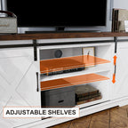 IDEALHOUSE Farmhouse TV Stand for 65 Inch TV, Entertainment Center with Storage and Sliding Barn Doors, Modern Media TV Console TV Stands for Living Room Bedroom (White) - Grand Goldman