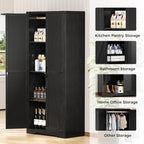 INTERGREAT 72”Tall Storage Cabinet, Wood Wardrobe Closet with 2 Barn Doors and Adjustable Shelves, Large Pantry Cabinet for Bedroom, Bathroom, Kitchen,Black - Grand Goldman