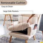 INZOY Accent Chairs with Ottoman, Velvet Fabric Armchair with Ottoman for Bedroom Living Room, Mid Century Modern Chair with Adjustable Backrest and Side Pockets, Beige - Grand Goldman