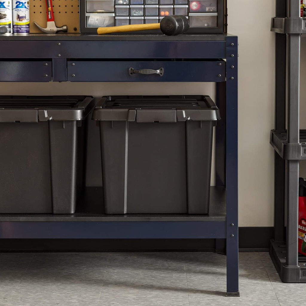 IRIS USA 20 Gallon Lockable Storage Bins with Lids, 6 Pack - Made in USA, Heavy Duty, Stackable Containers, Garage Organizing Bins Moving Tubs, Rugged Sturdy Equipment Utility Box - Black - Grand Goldman