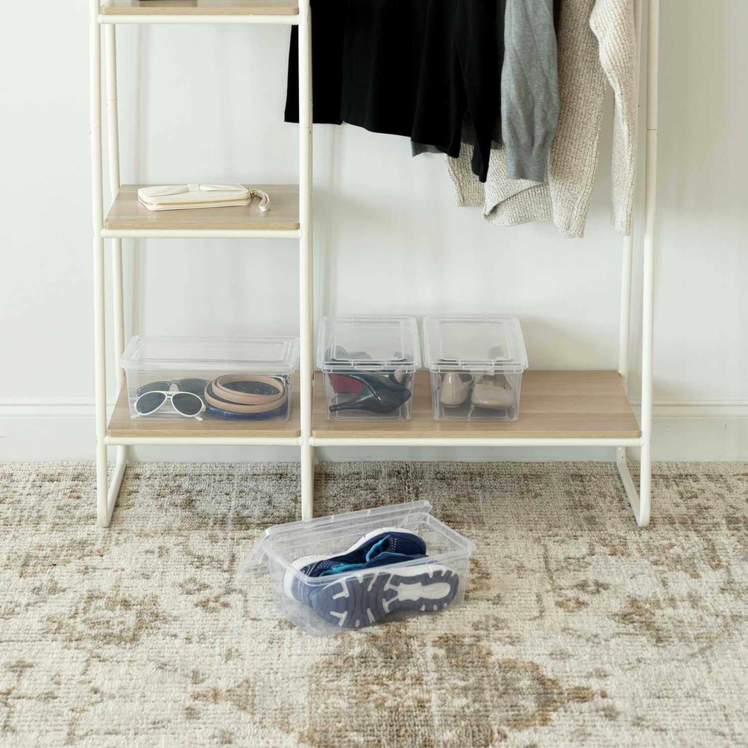 IRIS USA 6 Qt Clear Storage Box, BPA-Free Plastic Stackable Bin with Lid, Containers to Organize Shoes and Closet Shelves, Classroom Organization Teacher Tools, Game Storage, 20 Pack - Grand Goldman