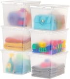 IRIS USA 6 Qt Clear Storage Box, BPA-Free Plastic Stackable Bin with Lid, Containers to Organize Shoes and Closet Shelves, Classroom Organization Teacher Tools, Game Storage, 20 Pack - Grand Goldman
