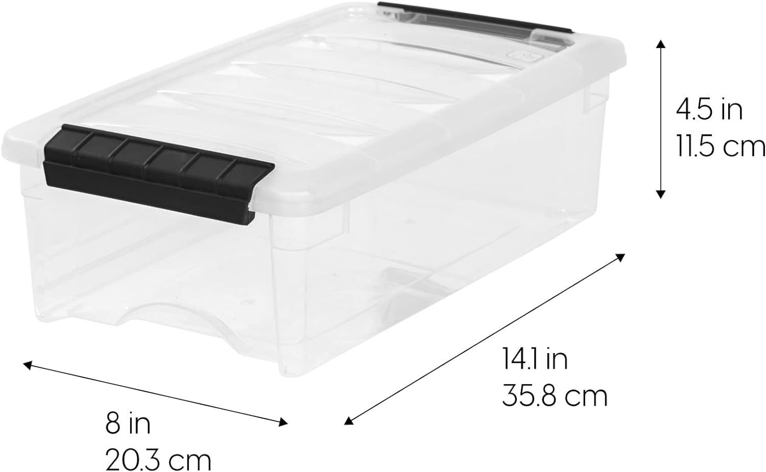 IRIS USA 6 Quart Stackable Plastic Storage Bins with Lids, 10 Pack - BPA-Free, Made in USA - See-Through Organizing Solution, Latches, Durable Nestable Containers, Secure Pull Handle - Clear/Black - Grand Goldman