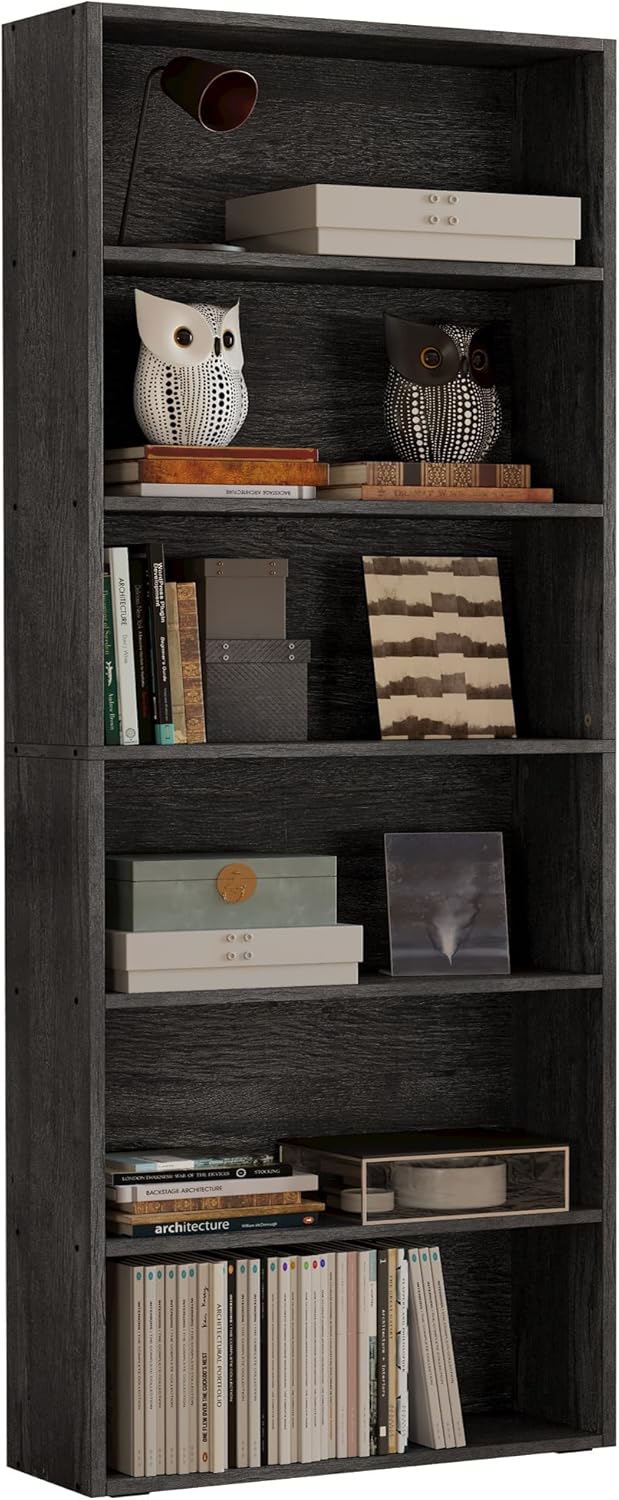 IRONCK Bookshelves and Bookcases Floor Standing 6 Tiers Display Storage Shelves 70 in Tall Bookcase Home Decor Furniture for Home Office, Living Room, Bed Room - Grand Goldman