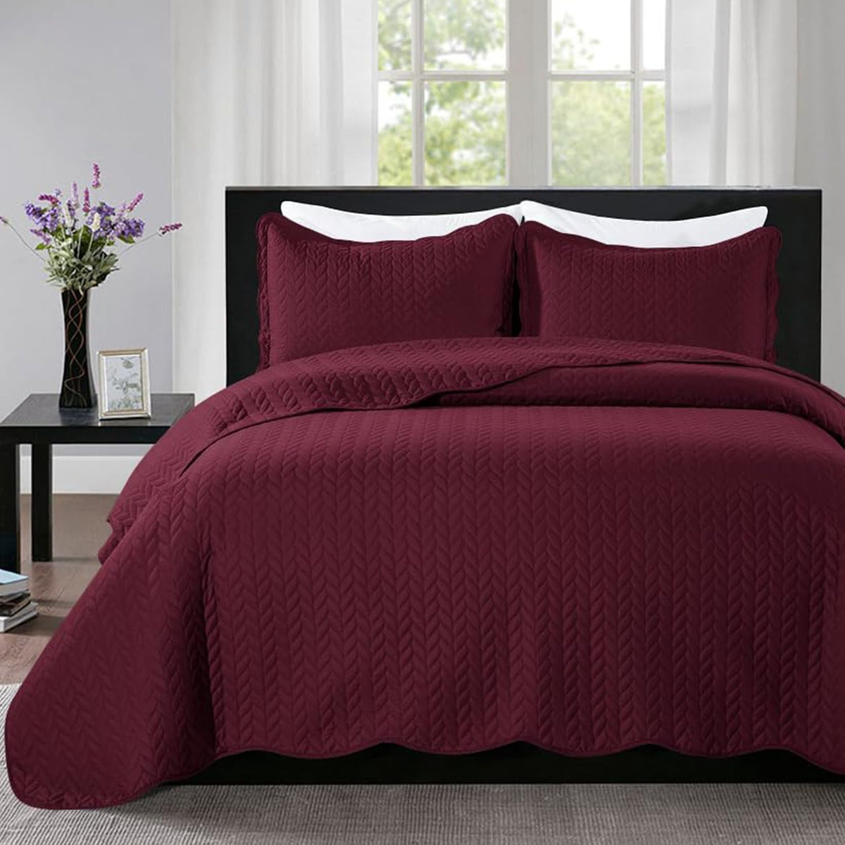 IR Imperial Rooms Queen Quilt Bedding Set Size (90" x 96") + 2 Pillow Shams (20" x 26"+ 2") - 3 Pcs All Season Lightweight Reversible Microfiber Coverlet Embossed Quilt Bedspread (White) - Grand Goldman