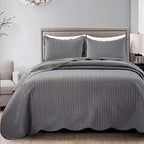 IR Imperial Rooms Queen Quilt Bedding Set Size (90" x 96") + 2 Pillow Shams (20" x 26"+ 2") - 3 Pcs All Season Lightweight Reversible Microfiber Coverlet Embossed Quilt Bedspread (White) - Grand Goldman