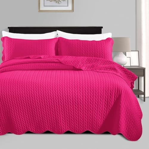 IR Imperial Rooms Queen Quilt Bedding Set Size (90" x 96") + 2 Pillow Shams (20" x 26"+ 2") - 3 Pcs All Season Lightweight Reversible Microfiber Coverlet Embossed Quilt Bedspread (White) - Grand Goldman