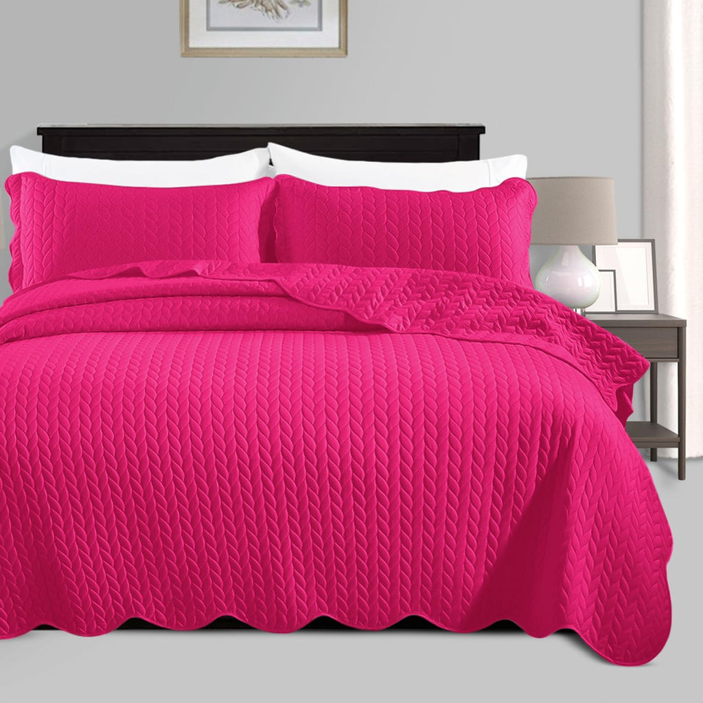 IR Imperial Rooms Queen Quilt Bedding Set Size (90" x 96") + 2 Pillow Shams (20" x 26"+ 2") - 3 Pcs All Season Lightweight Reversible Microfiber Coverlet Embossed Quilt Bedspread (White) - Grand Goldman