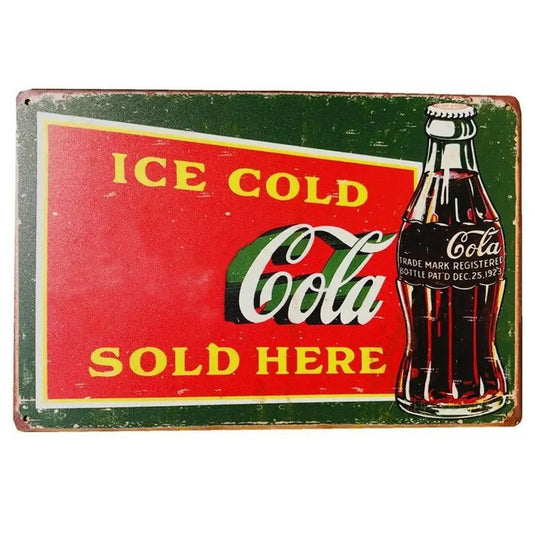 Ice Cold Served Here Metal Tin Signs Wall Art Posters Plate Wall Decor for Game Room Home Bars Man Cave Cafe Clubs Garage Retro - Grand Goldman