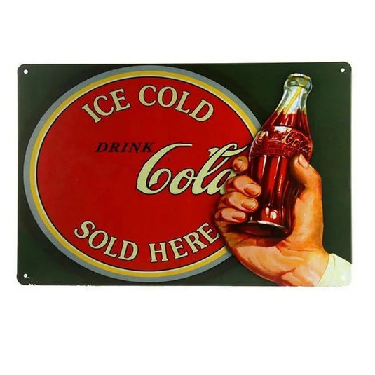 Ice Cold Served Here Metal Tin Signs Wall Art Posters Plate Wall Decor for Game Room Home Bars Man Cave Cafe Clubs Garage Retro - Grand Goldman